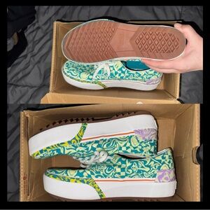 Vans Blue and Yellow Platform Shoes